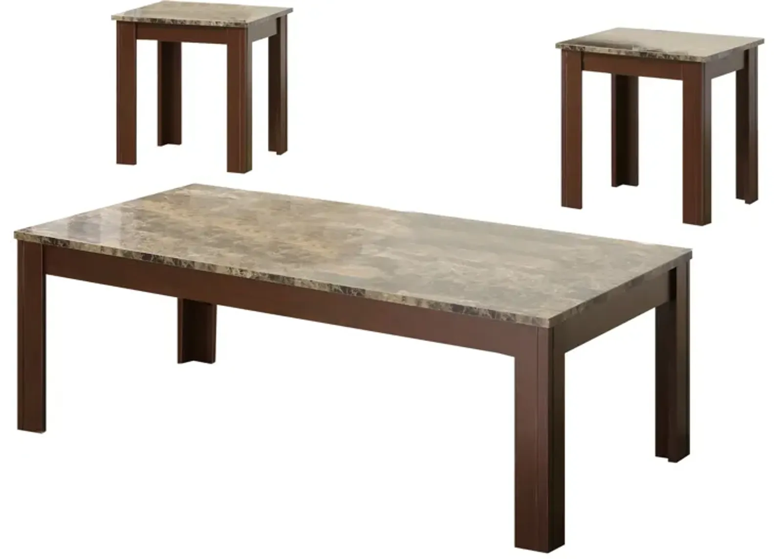 Solid Modern Style 3 piece occasional table set, Brown-Benzara