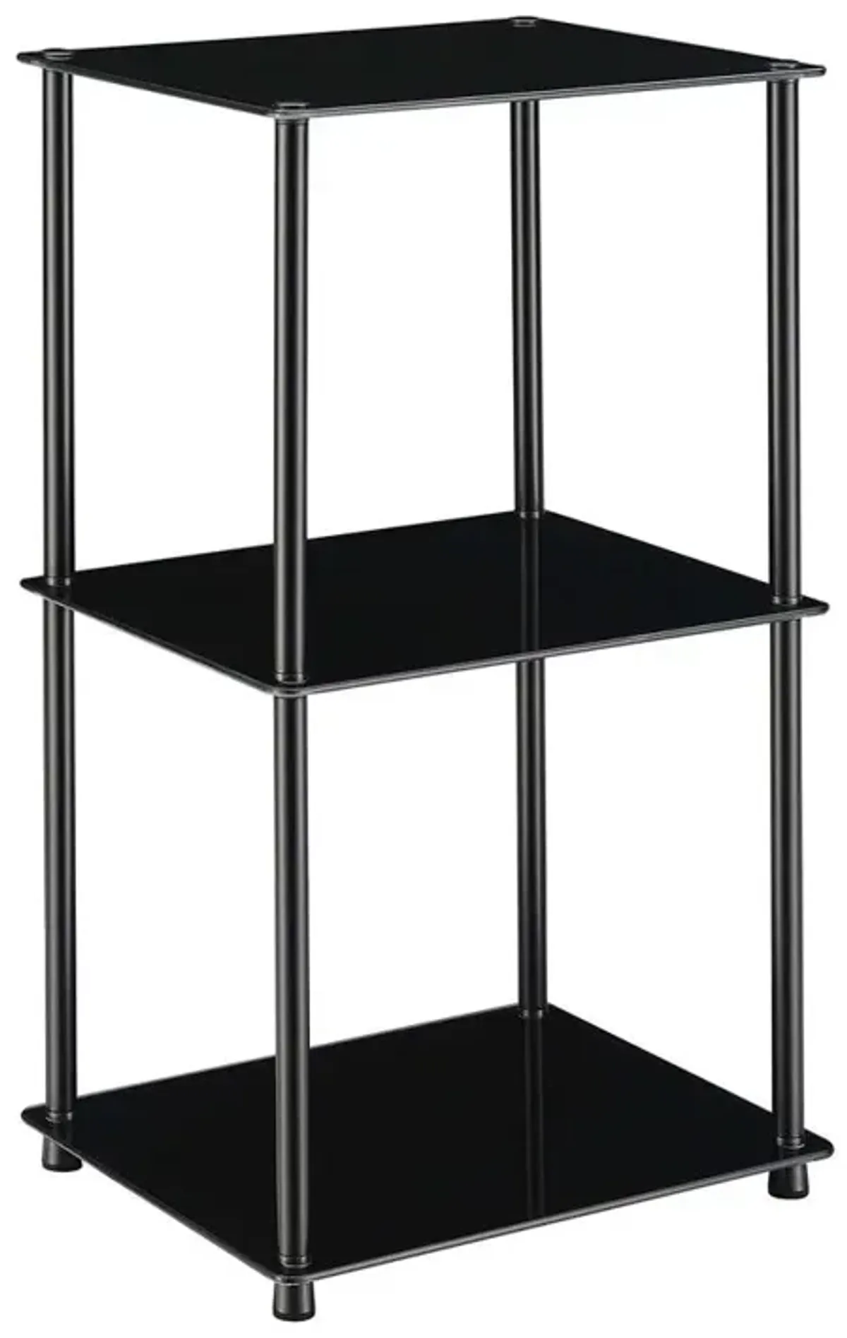 Convenience Concepts Designs2Go Classic Glass 3 Shelf Bookcase, Black Glass