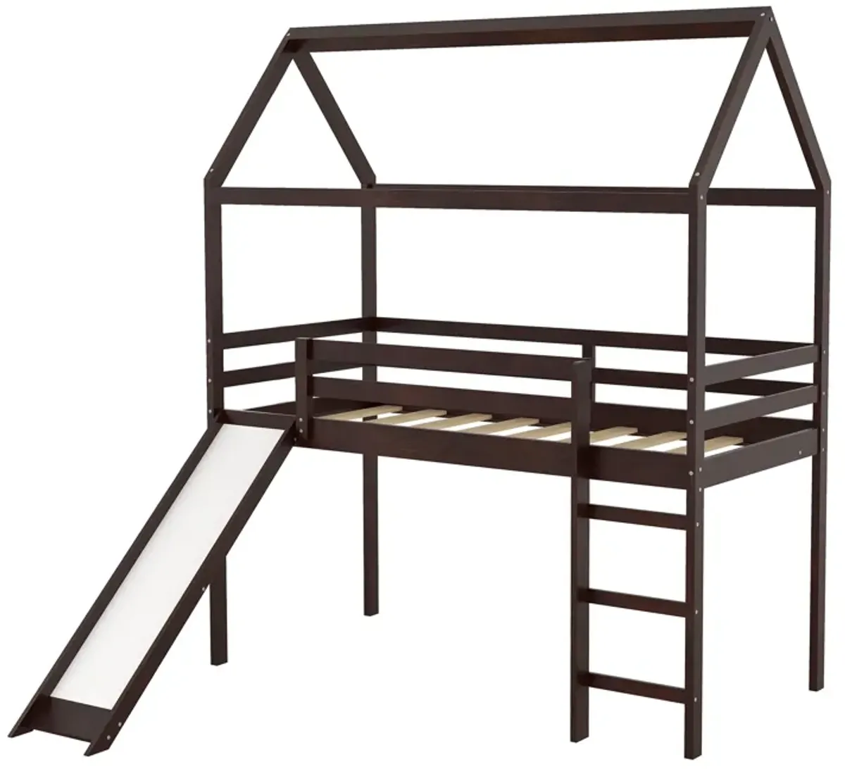 Merax Kids Children House Bed Loft Bed with Slide