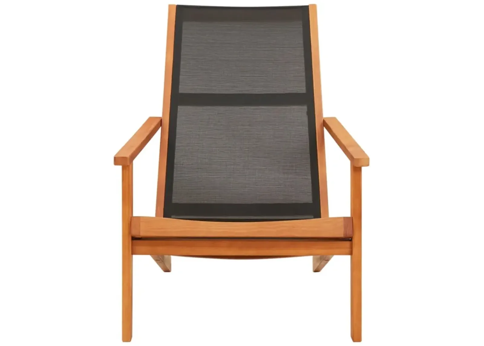 vidaXL Patio Lounge Chair Black Solid Wood Eucalyptus and Textilene