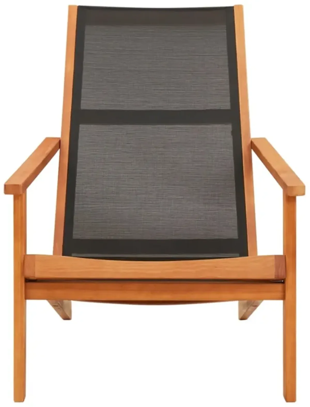 vidaXL Patio Lounge Chair Black Solid Wood Eucalyptus and Textilene