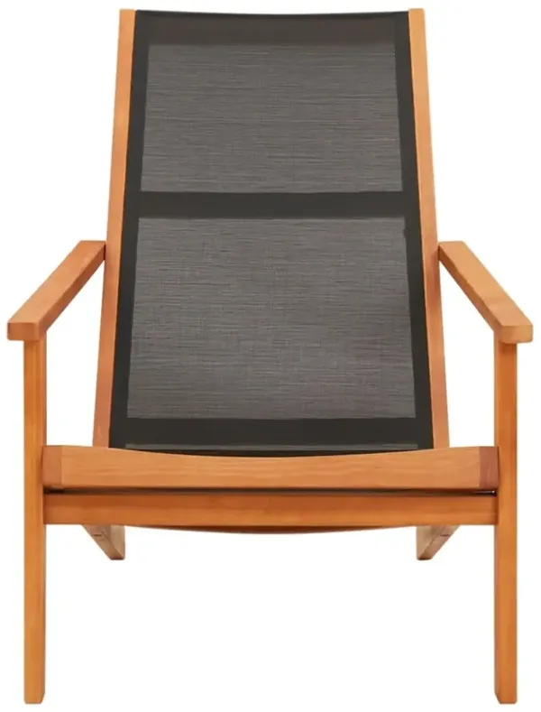 vidaXL Patio Lounge Chair Black Solid Wood Eucalyptus and Textilene