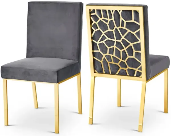 Meridian Furniture Opal Grey Velvet Dining Chair, Set of 2