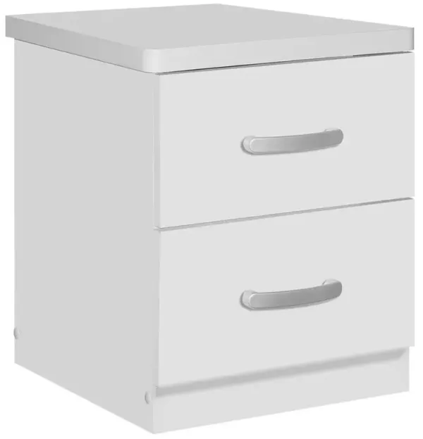 Better Home Products Cindy Faux Wood 2 Drawer Nightstand in White