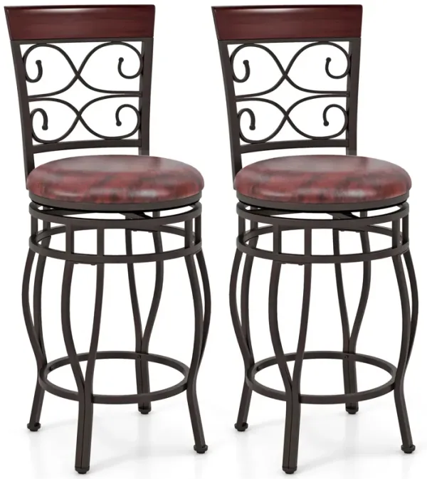 Set of 2 Bar Stools with Backrest and Footrest –  Tall Kitchen or Bar Chairs