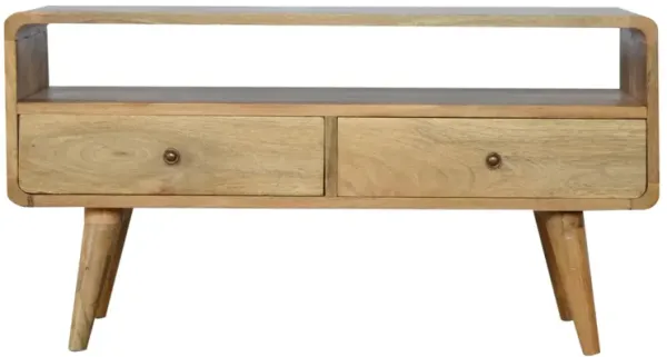 Artisan Furniture Curved Oak-ish   Solid Wood 2 Drawer Media Unit
