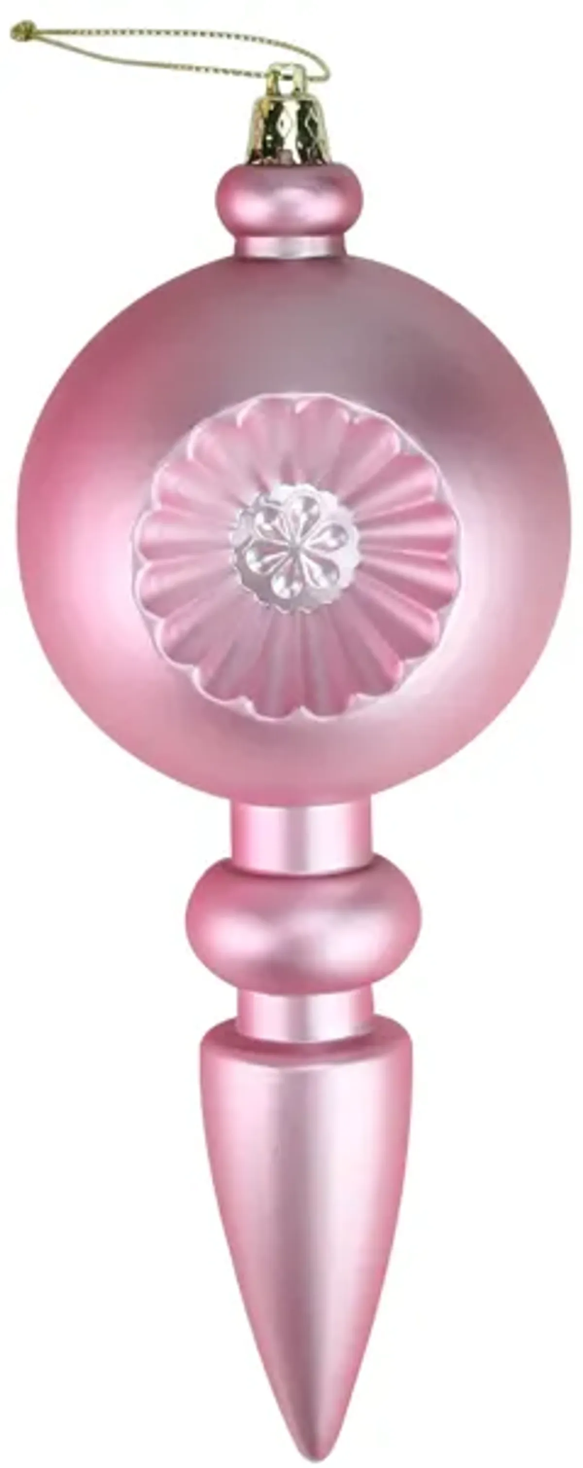 4ct Bubblegum Pink Shatterproof Matte Retro Reflector Christmas Finial Ornaments 7.5"