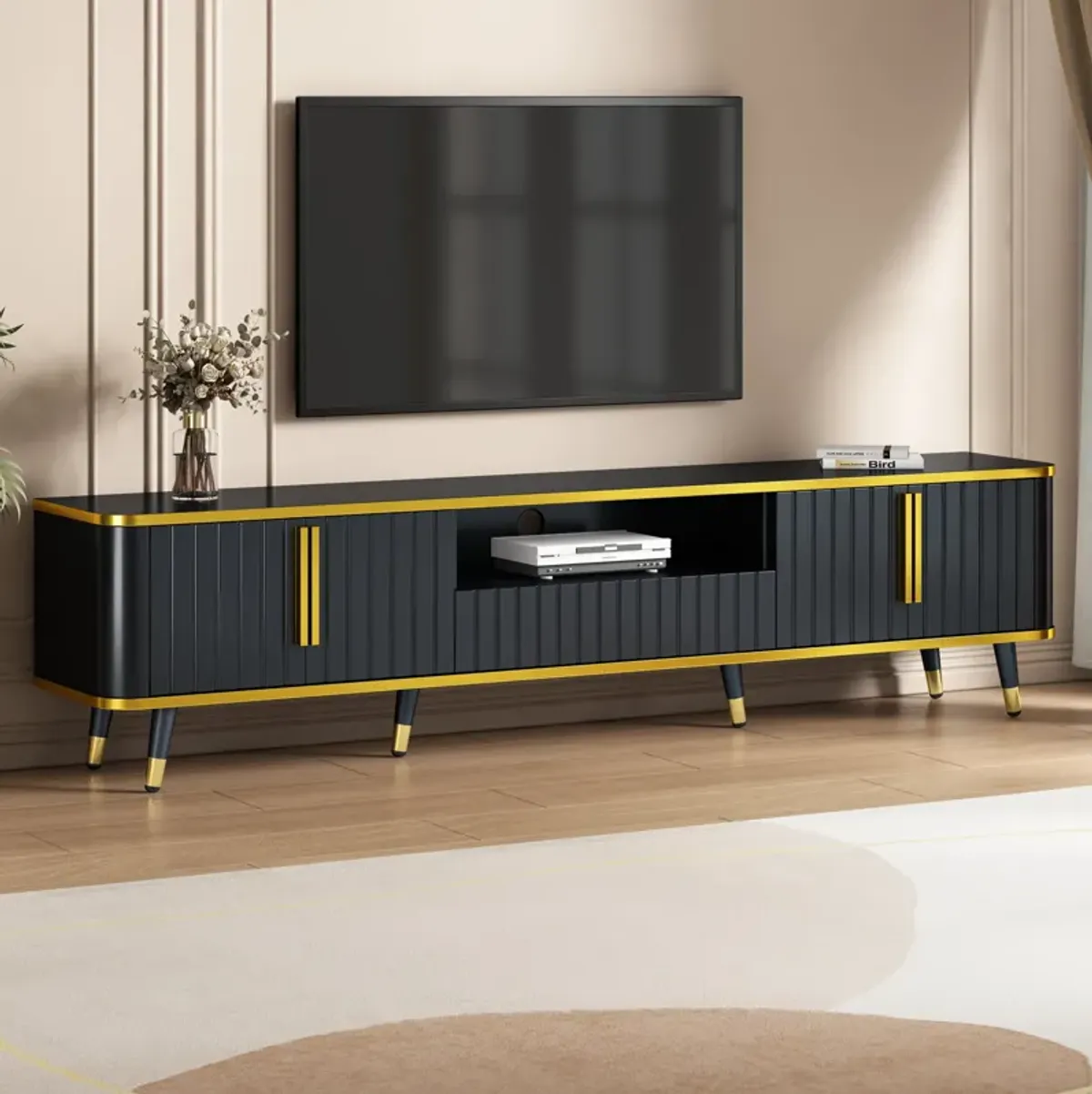 Merax Luxury Minimalism TV Stand with Open Storage Shelf