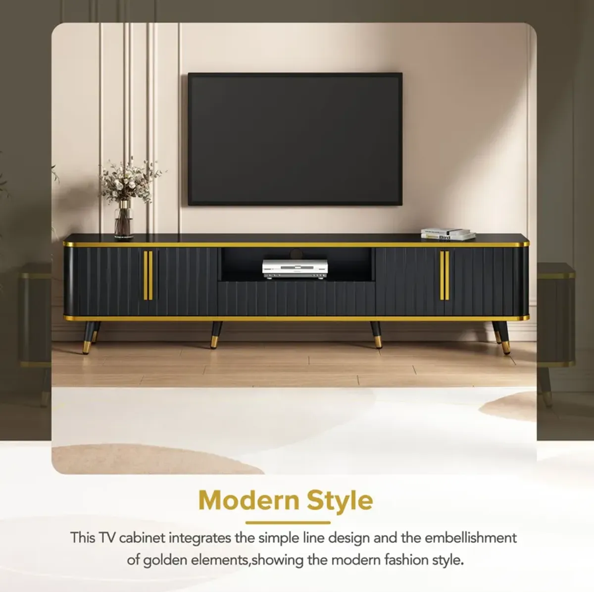 Merax Luxury Minimalism TV Stand with Open Storage Shelf