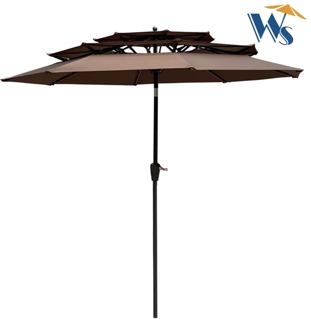 9FT 3-Tiers Outdoor Patio Umbrella With Crank And Tilt And Wind Vents For Garden Backyard