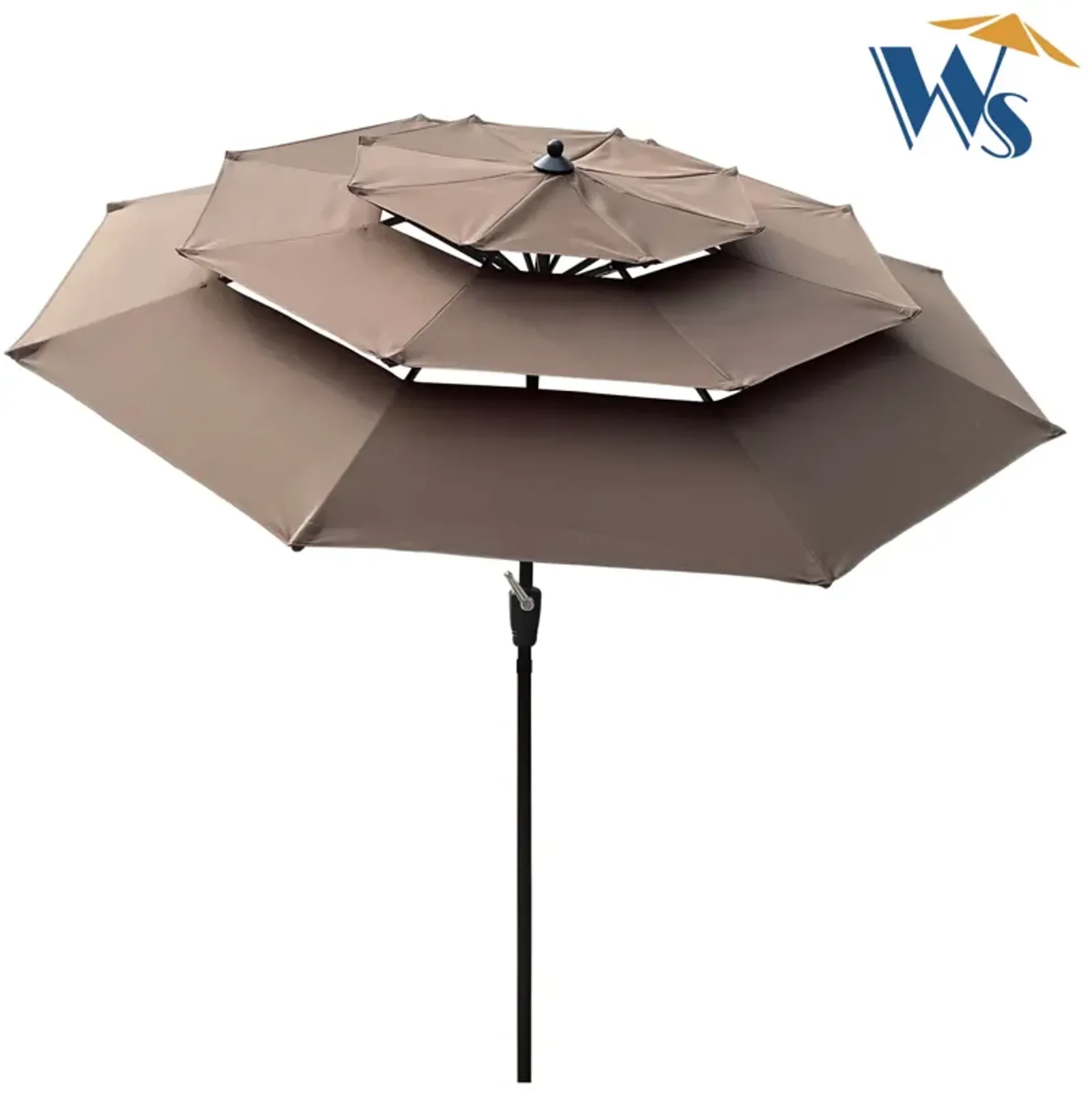 9FT 3-Tiers Outdoor Patio Umbrella With Crank And Tilt And Wind Vents For Garden Backyard