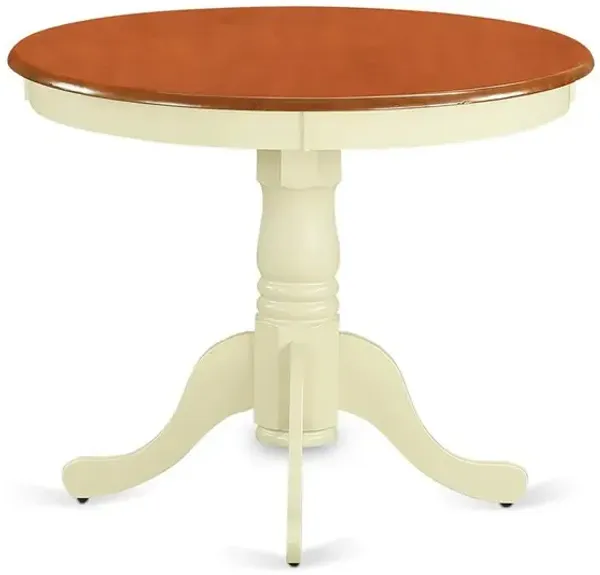 East West Furniture Antique  Table  36  Round  with  Buttermilk  and  Cherry  Finish