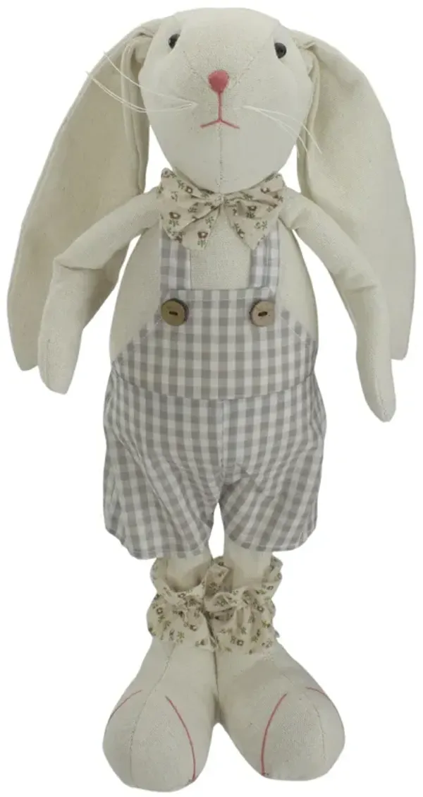 14.5-Inch Beige and Cream Standing Boy Easter Bunny Rabbit Spring Figure