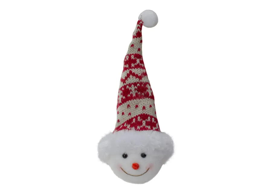 7" Smiling Snowman Head Wearing A Winter Hat Christmas Ornament