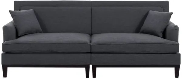 Upholstered Country Style Sofa With Wooden Legs And Two Throw Pillows