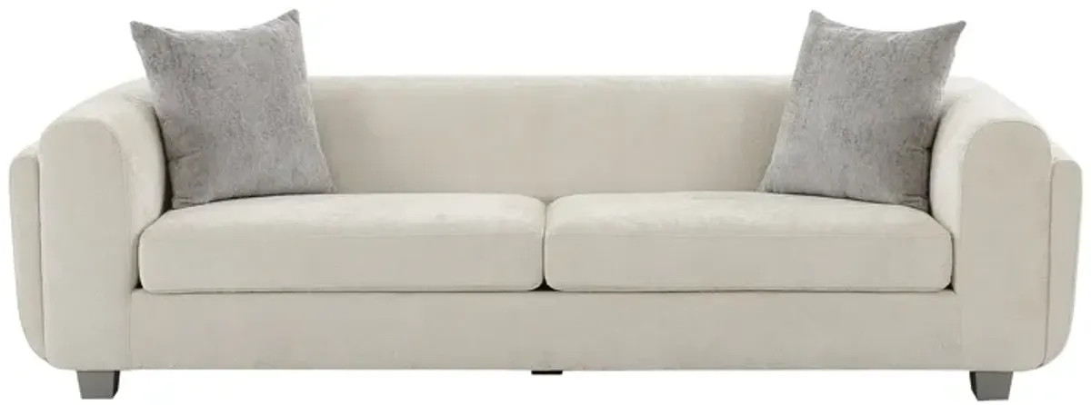 Pasargad Home Bergamo 3 Seater Sofa with 2 Pillows, Ivory