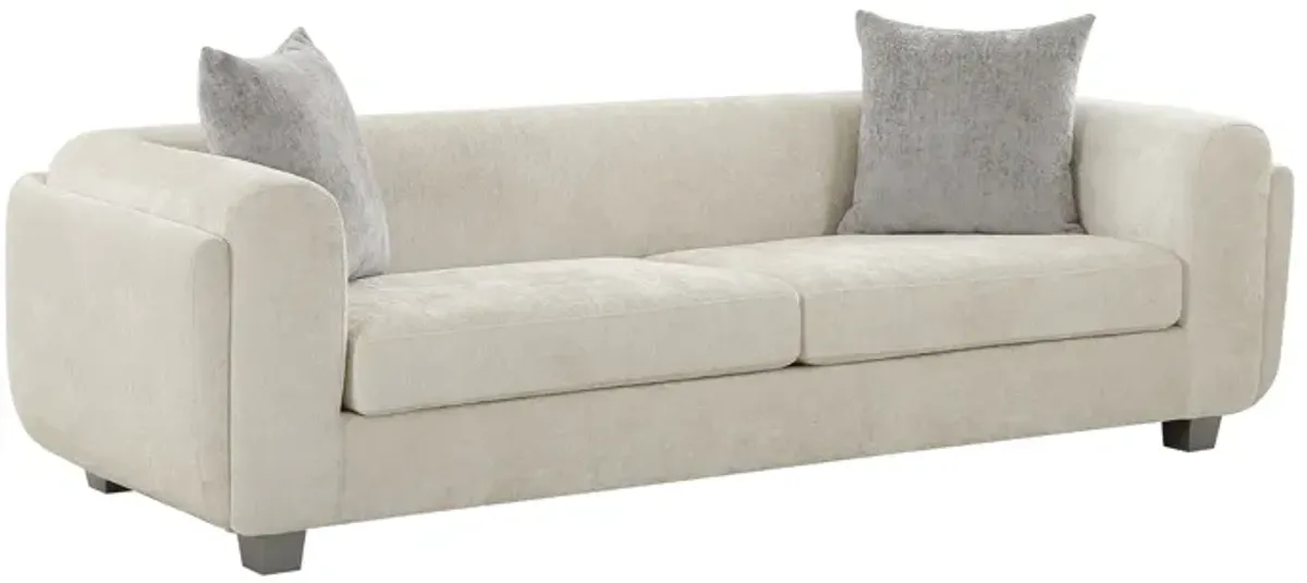 Pasargad Home Bergamo 3 Seater Sofa with 2 Pillows, Ivory