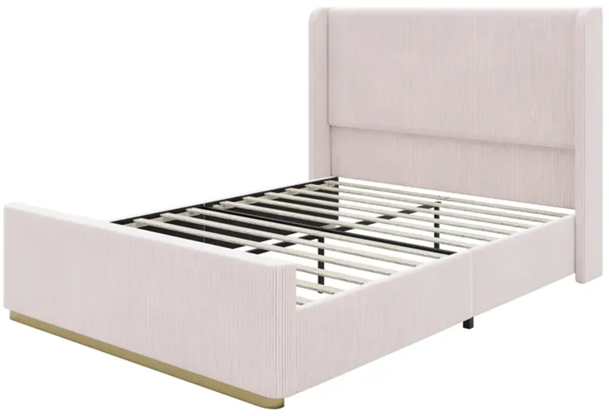 Merax Corduroy Upholstered Platform Bed Frame