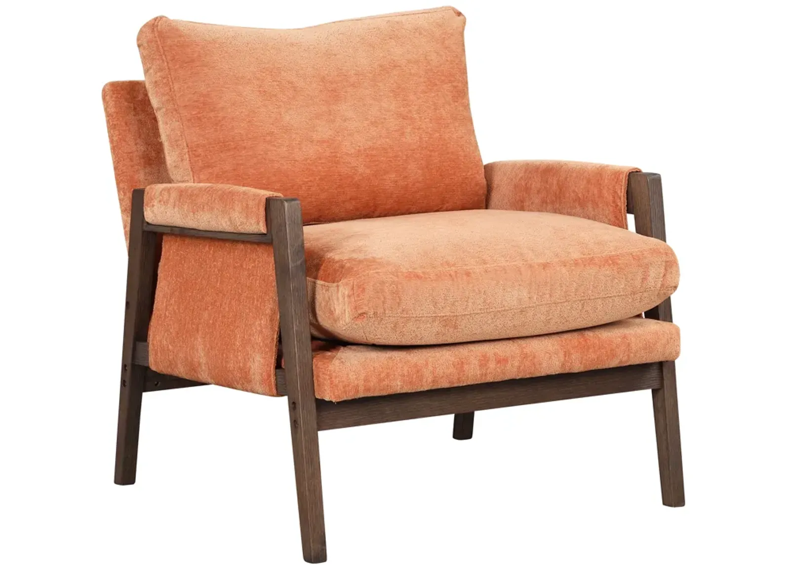 Mid-Century Modern Velvet Accent Chair,Leisure Chair with Solid Wood and Thick Seat Cushion