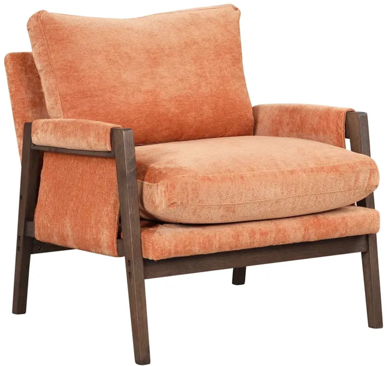 Mid-Century Modern Velvet Accent Chair,Leisure Chair with Solid Wood and Thick Seat Cushion