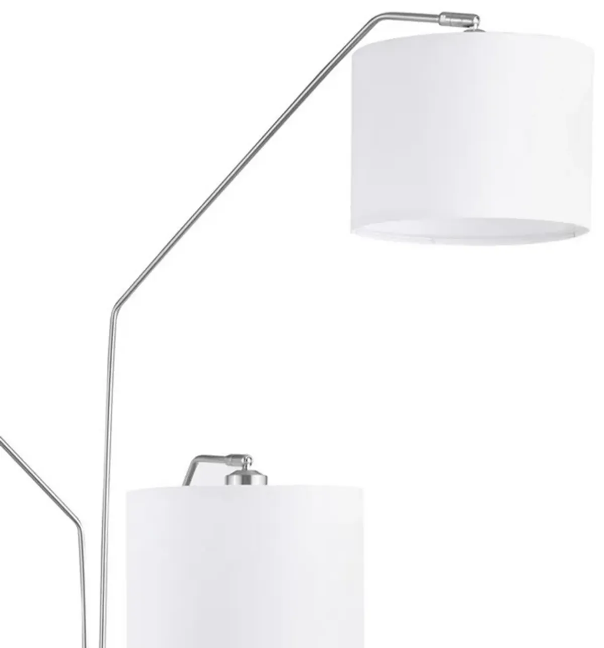 84 Inch Modern Floor Lamp, Three Drum Shades, Marble Base, White, Silver-Benzara