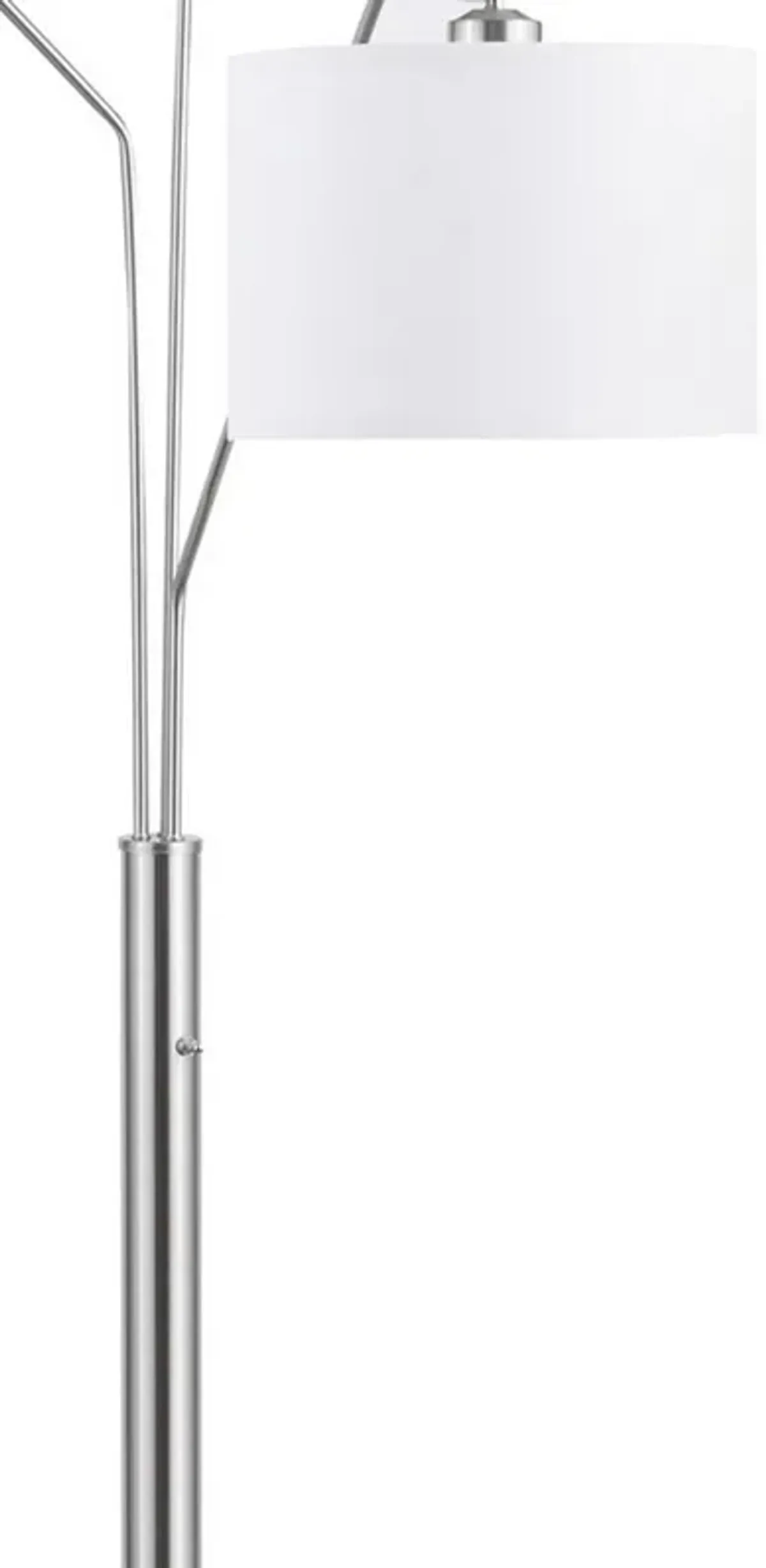 84 Inch Modern Floor Lamp, Three Drum Shades, Marble Base, White, Silver-Benzara