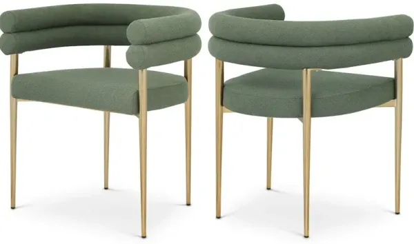 Meridian Furniture Brielle Green Boucle Fabric Dining Chair, Set of 2