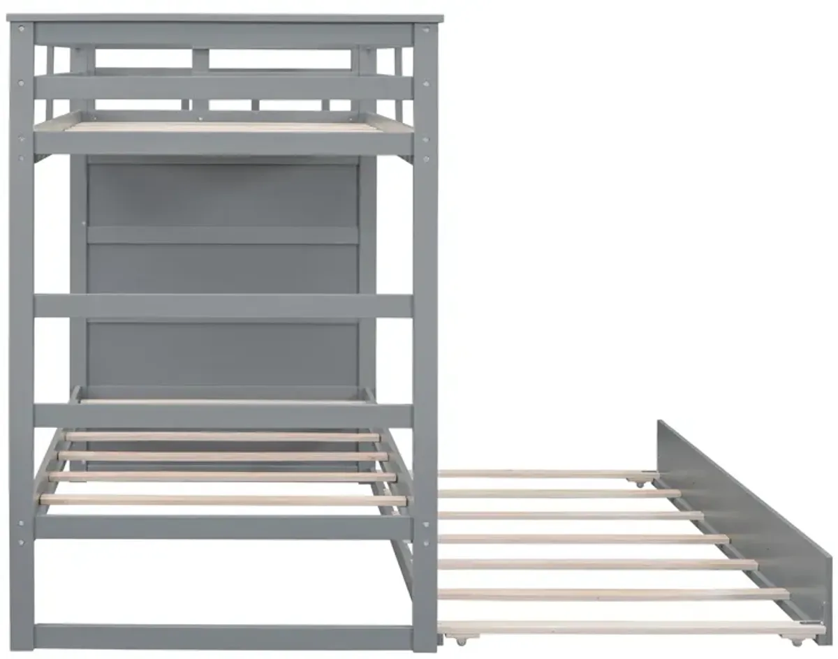 Merax Twin Over Twin Bunk Bed with Trundle and Staircase