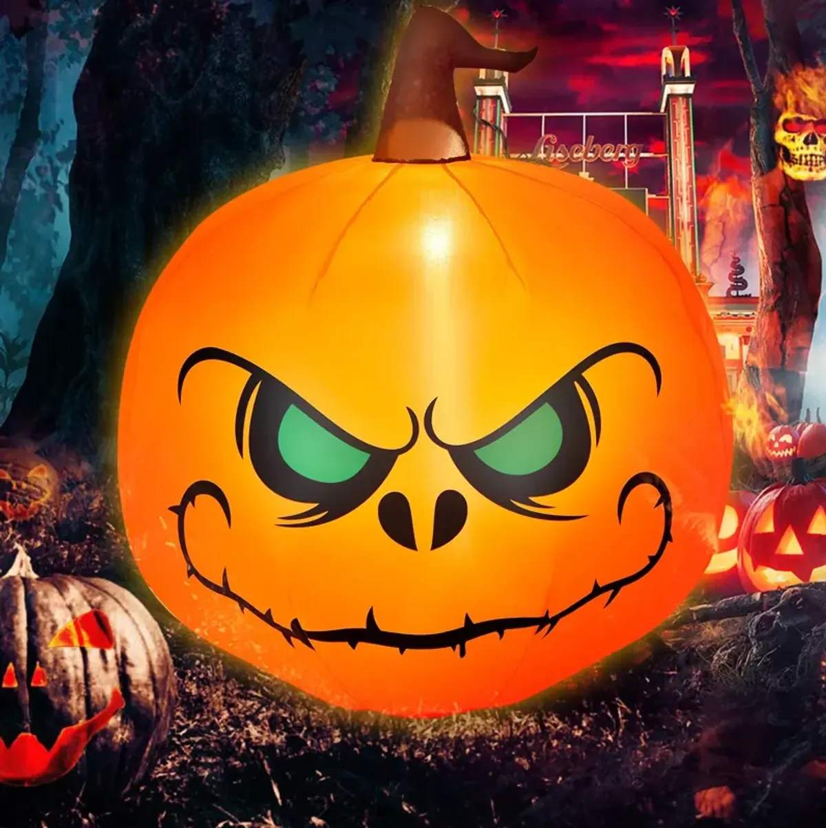 4 Feet Halloween Inflatable Pumpkin with Build-in LED Light