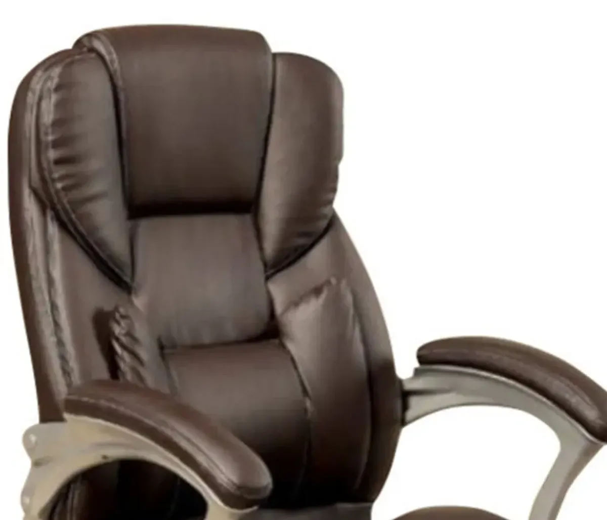 Leatherette Metal Frame Swivel Office Chair with Armrests