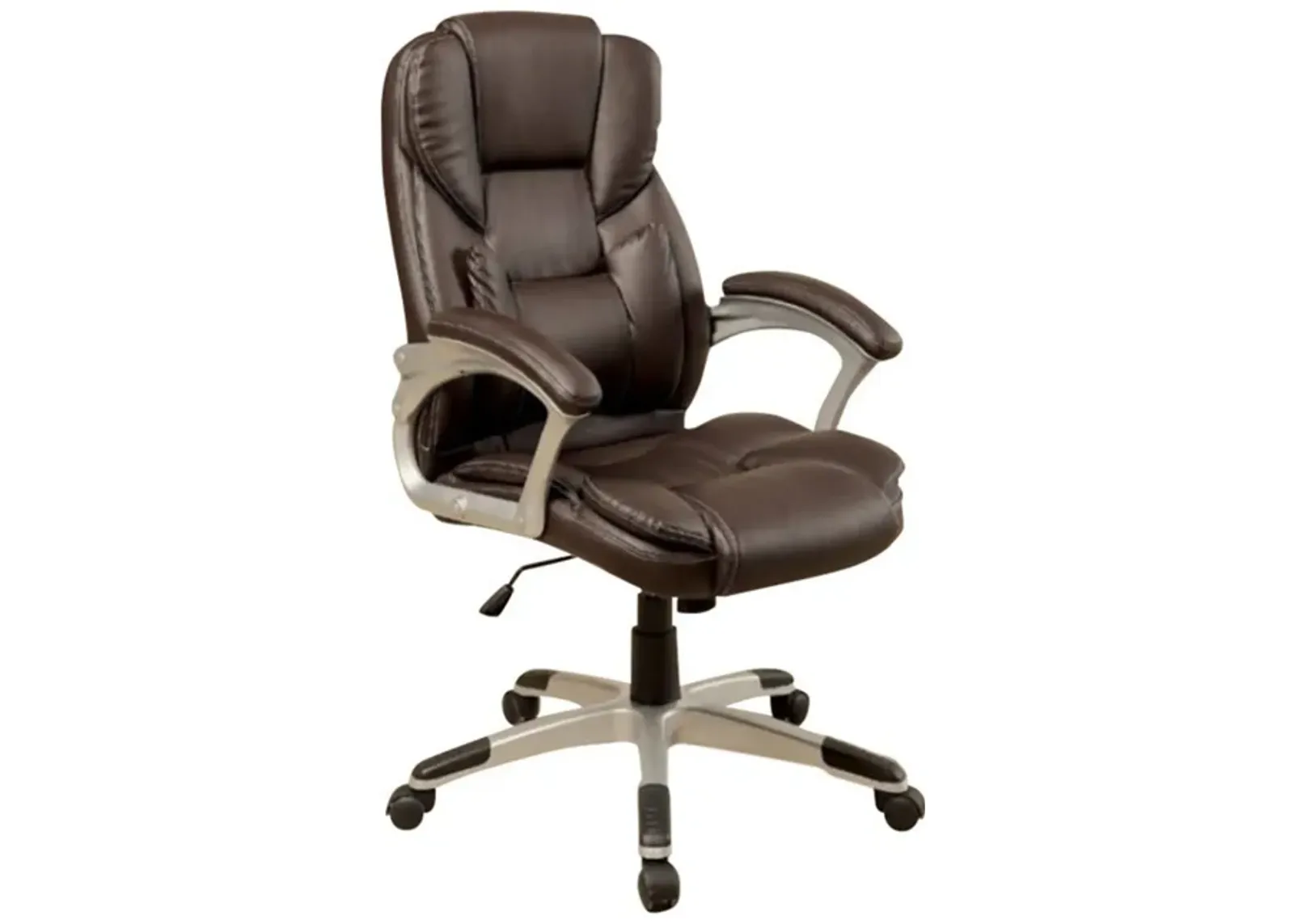 Leatherette Metal Frame Swivel Office Chair with Armrests