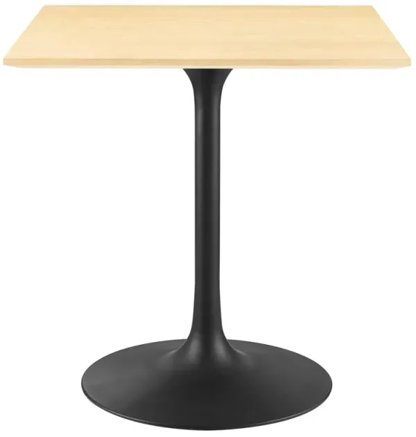Modway - Lippa 28" Square Wood Grain Dining Table Black Natural