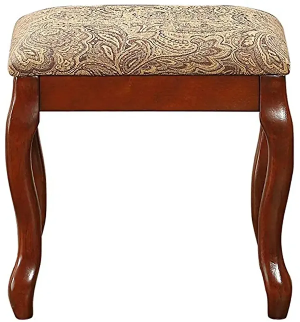 Cherub Vanity Set Featuring Stool And Mirror Cherry Brown-Benzara