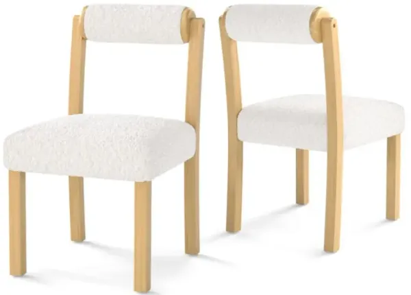 Hivvago Wooden Dining Chair with Rubber Wood Frame and Cylinder Back Set of 2