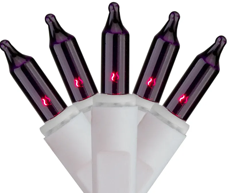 Set of 100 Purple Mini Icicle Christmas Lights - 7.8ft White Wire