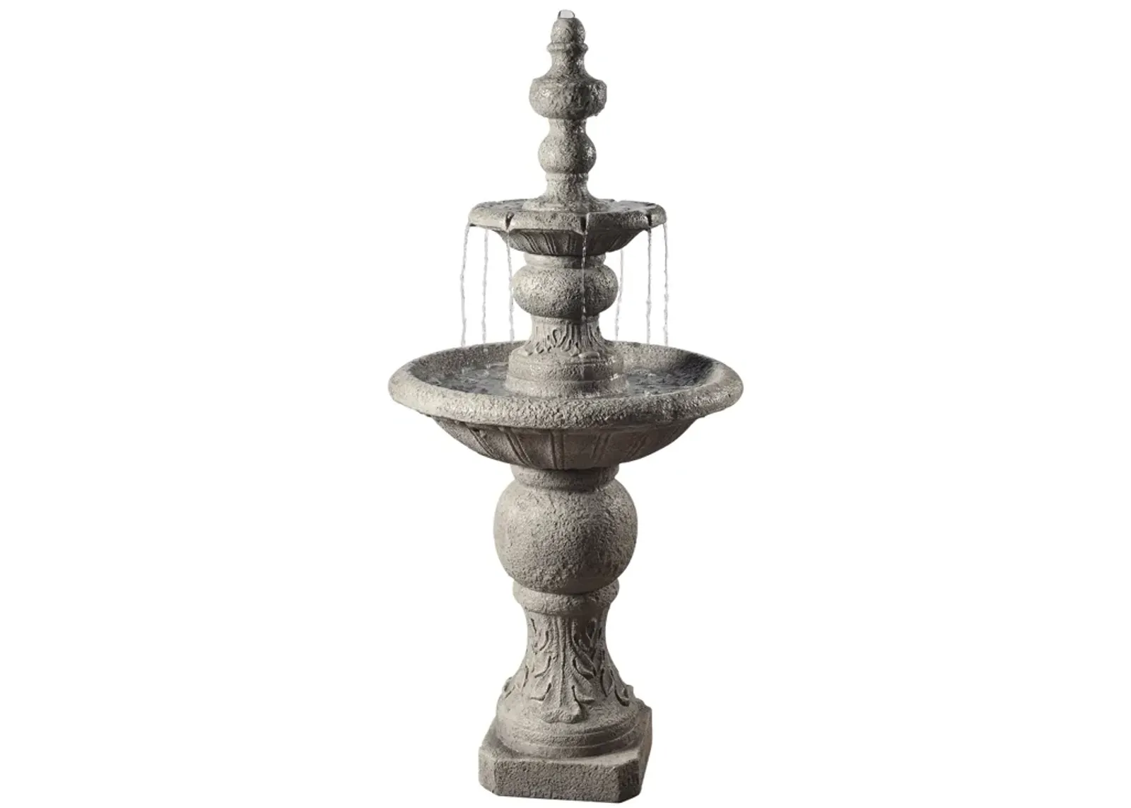 Teamson Home Outdoor Icy Stone 2-Tier Waterfall Fountain, Gray