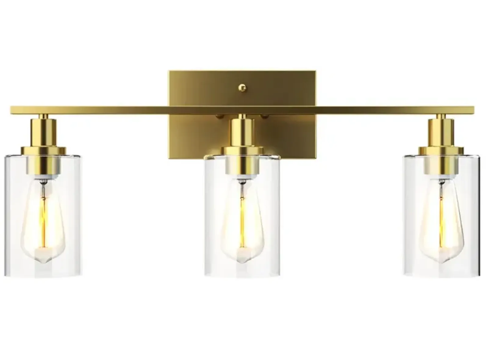 3-Light Modern Bathroom Wall Sconce with Clear Glass Shade-Golden