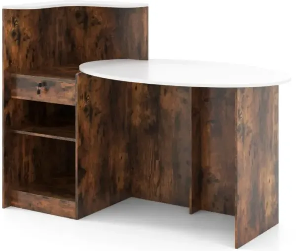 Hivvago Modern Reception Desk Front Counter Desk with Oval Tabletop