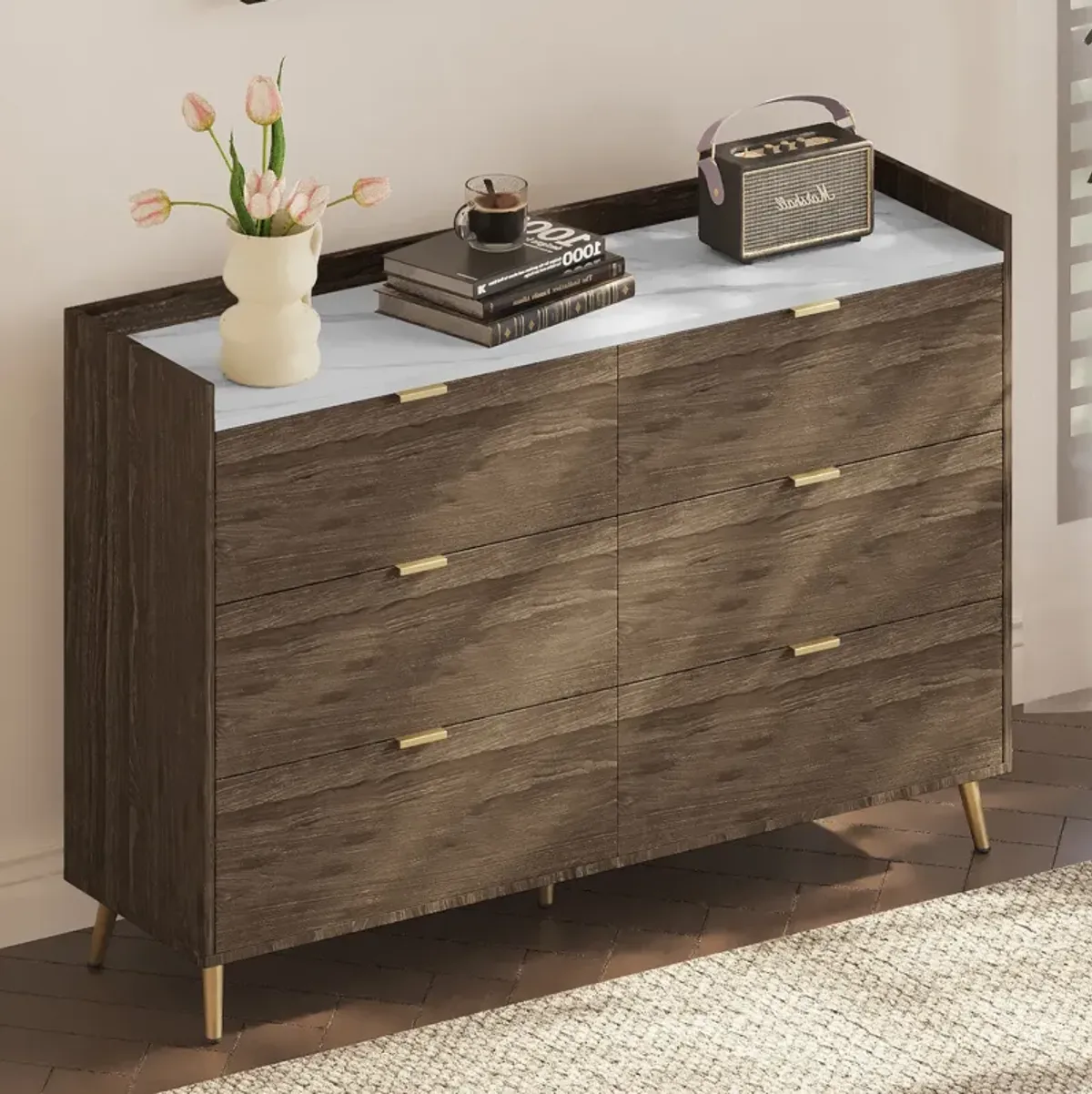 Merax Mordern Storage Cabinet 6-Drawer Dresser