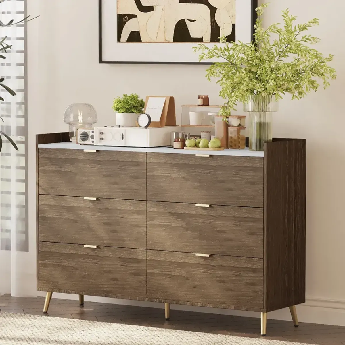 Merax Mordern Storage Cabinet 6-Drawer Dresser