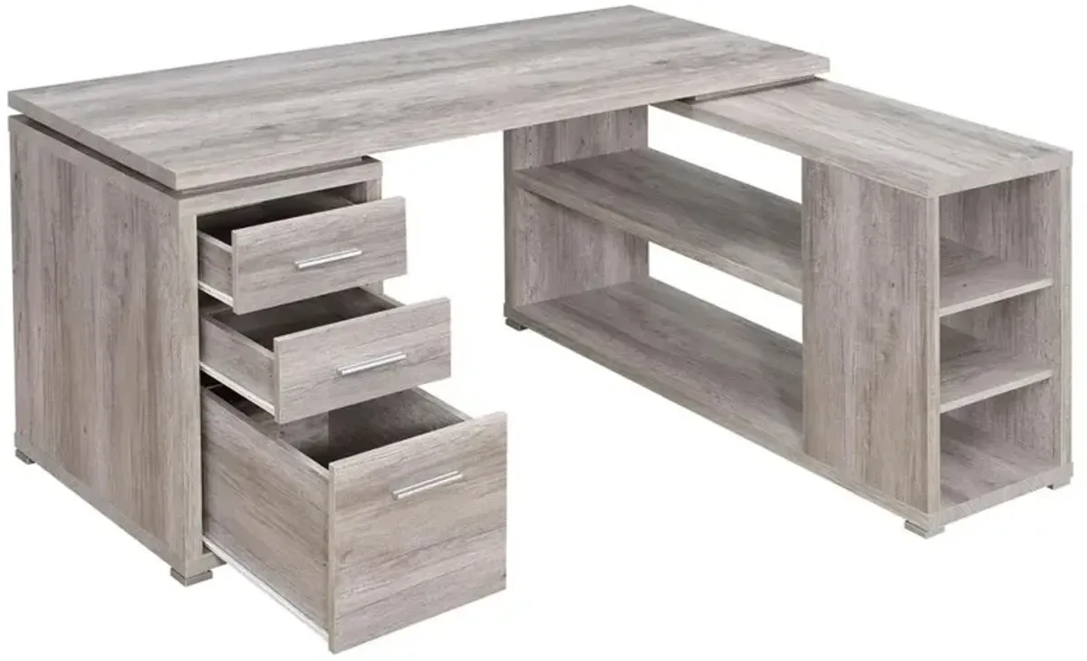 Yvette L-shape Office Desk Grey Driftwood