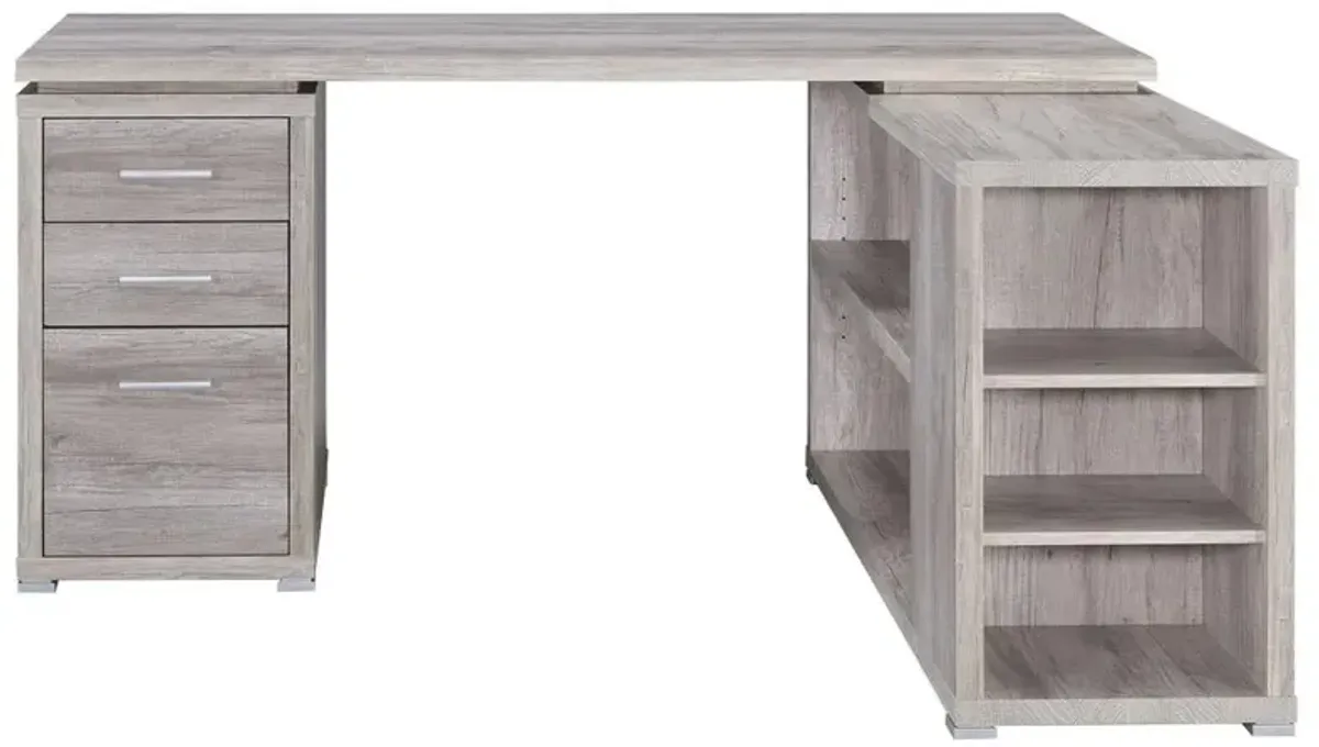 Yvette L-shape Office Desk Grey Driftwood