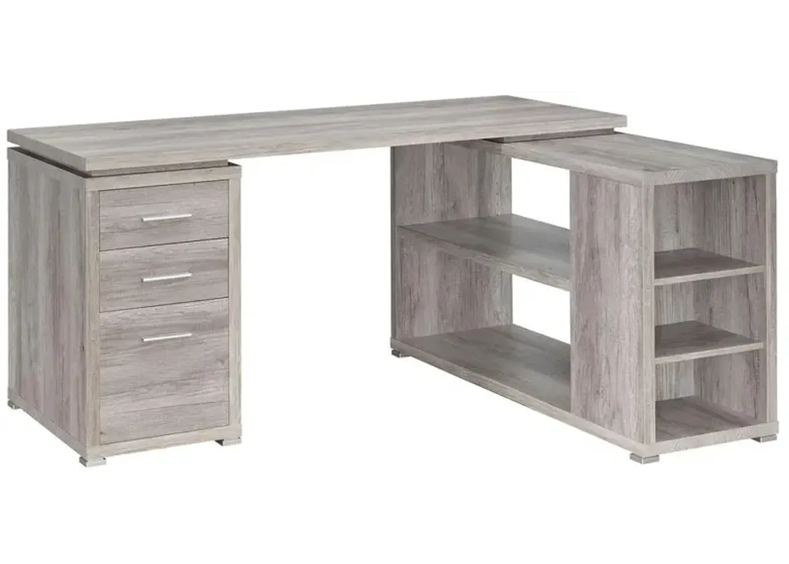 Yvette L-shape Office Desk Grey Driftwood