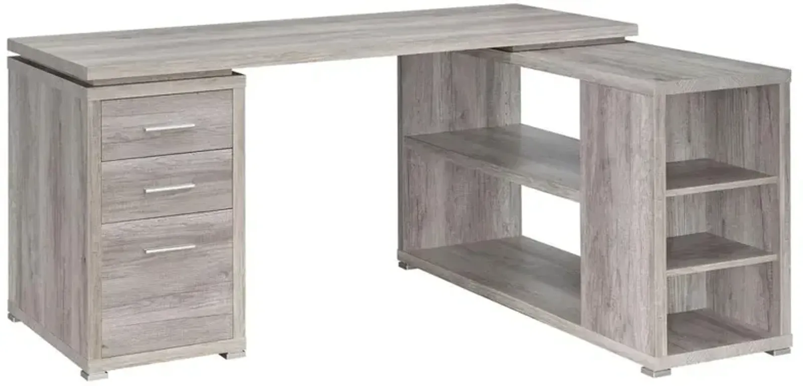 Yvette L-shape Office Desk Grey Driftwood