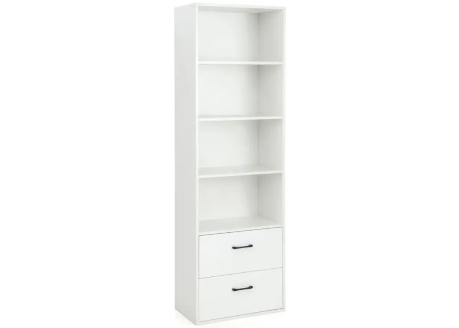 6-Tier Tall Freestanding Bookshelf with 4 Open Shelves and 2 Drawers