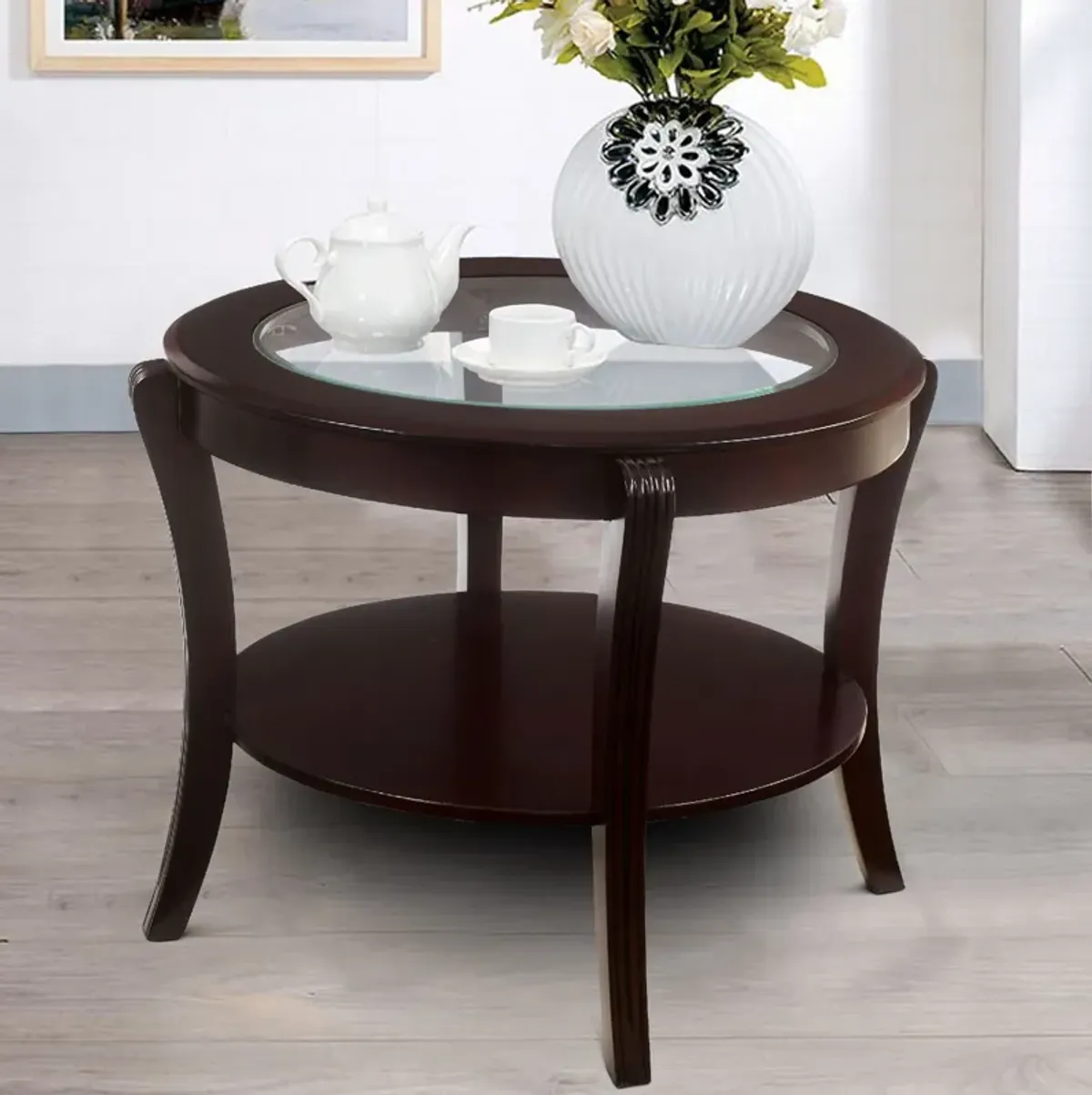 Finley Contemporary Style End Table, Expresso Finish-Benzara