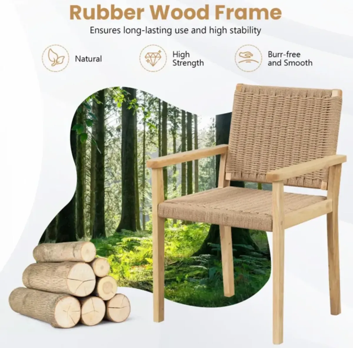 Hivvago Indoor Outdoor Wood Chair Set of 2-Natural