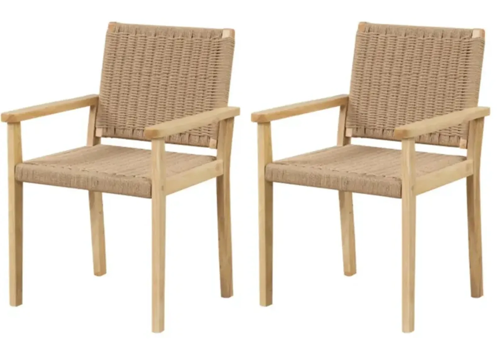 Hivvago Indoor Outdoor Wood Chair Set of 2-Natural