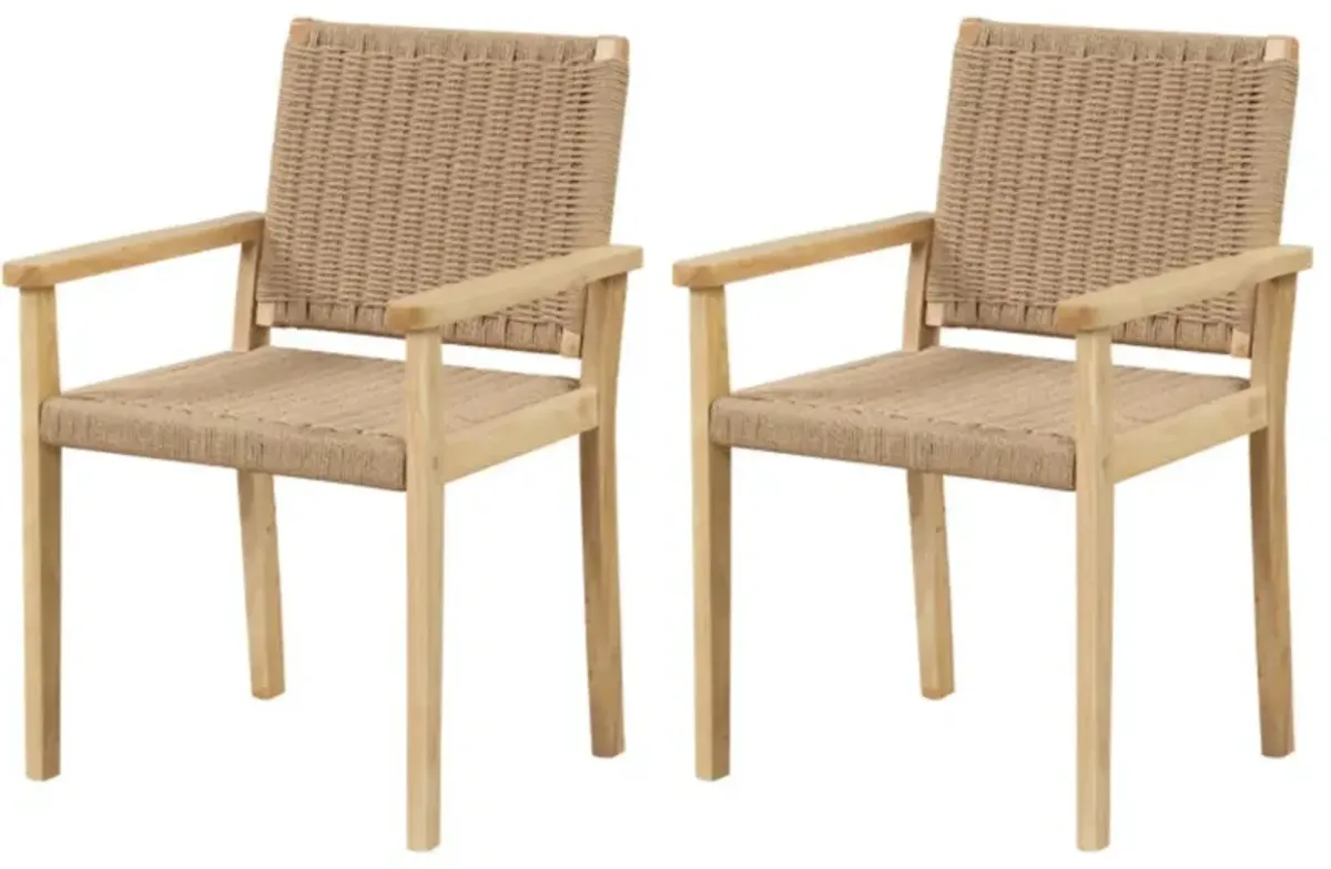 Hivvago Indoor Outdoor Wood Chair Set of 2-Natural