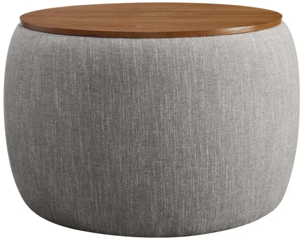 Perla Woven Heathered Fabric Upholstered Storage Ottoman